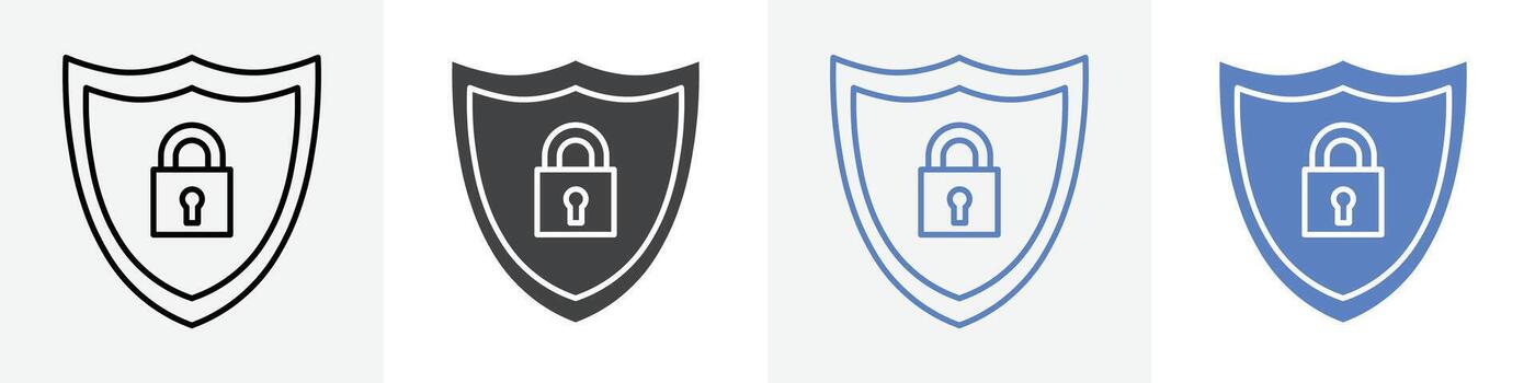 shield lock icon set use for web vector