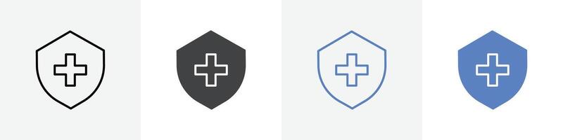 shield with cross icon set use for web vector