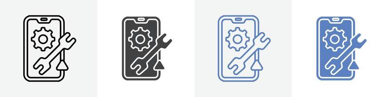 mobile setting icon set use for web vector