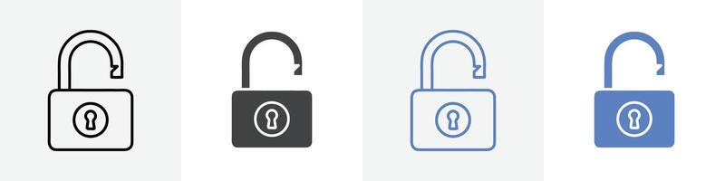 open lock icon set use for web vector