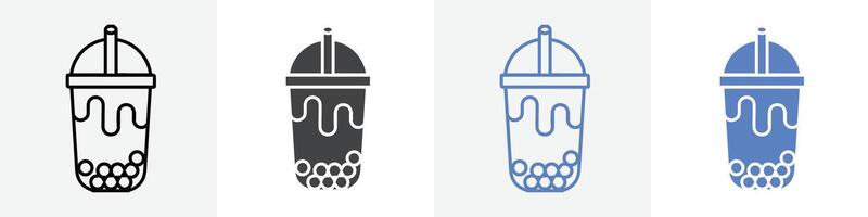 boba tea icon set use for web vector