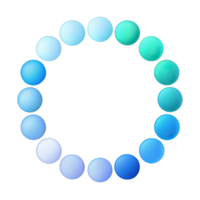 A circular animation with blue and green spheres representing a loading progress indicator. The spheres are arranged in a circle, with a gradient from light blue to dark blue and then to green. png