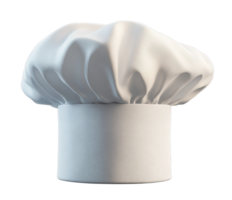 A classic white chef's hat, tall and pleated, is isolated on a transparent background. png