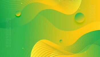 Abstract gradient green and yellow fluid shape modern background vector