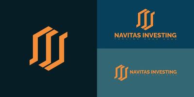 Modern initial letter NI or IN logo in orange color isolated on multiple background colors. The logo is suitable for finance course logo design inspiration templates. vector