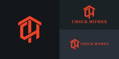 Modern hexagon initial letter CH or HC logo in orange color isolated on multiple background colors. The logo is suitable for Home Furnishing logo design inspiration templates. vector