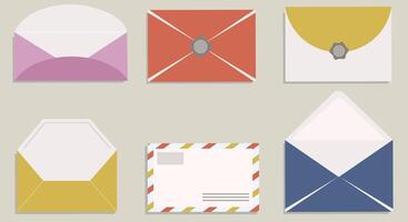 Mail envelopes collection. Air mail, old-fashioned letters, mail service. illustration cartoon flat style. vector