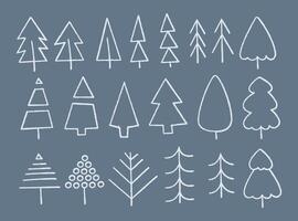 Set of Christmas trees of different shapes. Doodle color clipart illustration. vector