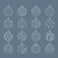 A set of Christmas balls with different abstract patterns. Doodle color clipart illustration. vector