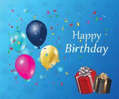 Happy birthday party background with text and colorful balloons vector