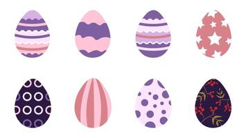 Set of easter eggs flat design on white background. vector