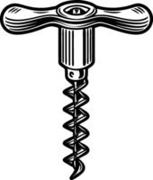 Minimalist Corkscrew Silhouette Design on White Background vector