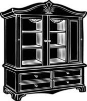 Simple Cupboard Silhouette Art Isolated for Designers vector