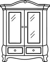 Detailed Cupboard Outline Graphic White Background vector