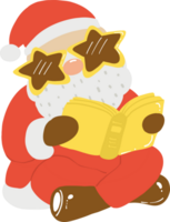 Groovy Retro Santa Reading a Book Character Illustration png
