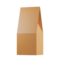 Brown kraft paper pouch bag isolated on white background. Mock-up template for design. png
