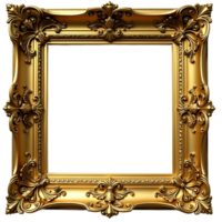 Ornate Gold Frame with Intricate Detailing- Transparent Background for Versatile Use png