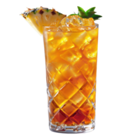 Fresh pineapple juice and tea water and slices fruit with ice cube in plastic glass object clip art and element png