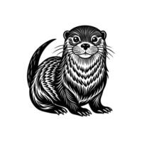 Otter Silhouette- Editable on white background Perfect for Any Project vector