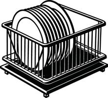 Minimalist Dish Rack Silhouette Isolated vector