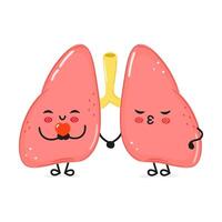 Lungs holding a heart in hands character. hand drawn cartoon kawaii character illustration icon. Isolated on white background Lungs in love character concept vector