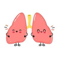 Lungs laughs character. hand drawn cartoon kawaii character illustration icon. Isolated on white background. Lungs character concept vector