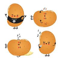 A set of cartoon potatoes with different poses vector