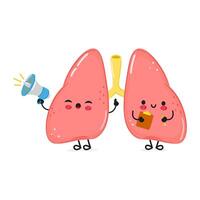 Lungs with loudspeaker character. hand drawn cartoon kawaii character illustration icon. Isolated on white background. Lungs screams character concept vector