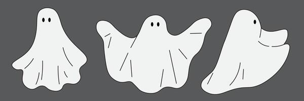 halloween retro ghosts set on grey vector