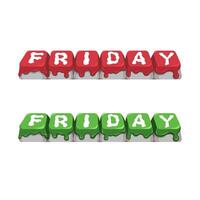 Friday Sign Button Blood And Slime Set Illustration vector