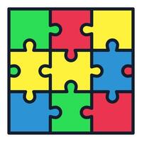 Creative Square Puzzle Jigsaw Puzzles colored icon or design element vector