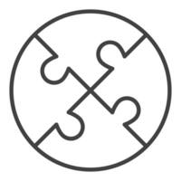 Puzzle Jigsaw Puzzles thin line round icon or symbol vector