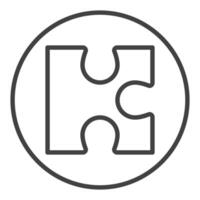 Circle with Puzzle Jigsaw Puzzles icon or sign in thin line style vector