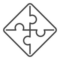 Jigsaw Puzzle simple outline icon or design element vector