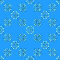 Circle with Puzzle Jigsaw Puzzles seamless pattern in thin line style vector