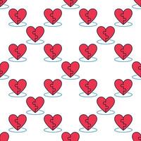 Jigsaw Puzzle Red Heart colored seamless pattern vector