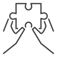 Hands with Jigsaw Puzzle icon or symbol in outline style vector