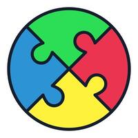 Puzzle Circle Jigsaw Puzzles colored round icon or design element vector