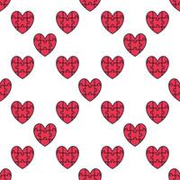 Red Heart of Jigsaw Puzzle Pieces colored seamless pattern vector