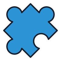 Blue Single Jigsaw Puzzle Piece colored icon or design element vector