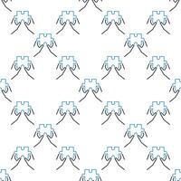 Jigsaw Puzzle in Hands colored seamless pattern vector