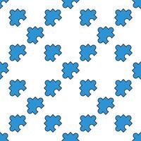 Blue Single Jigsaw Puzzle Piece colored seamless pattern vector