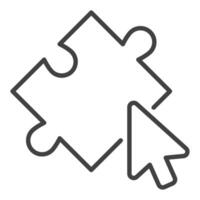 Mouse Cursor on Jigsaw Puzzle outline icon or symbol vector