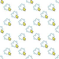 Mouse Click on Jigsaw Puzzle colored seamless pattern vector