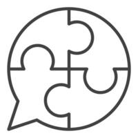 Speech Bubble with Jigsaw Puzzle linear icon or symbol vector