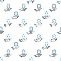 Puzzle Piece on Hand Jigsaw Puzzles thin line seamless pattern vector