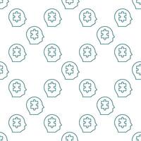 Puzzle inside Human Head Jigsaw Puzzles thin line seamless pattern vector