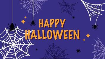 Banner, Halloween background with spiders and web. Happy Halloween. graphics vector