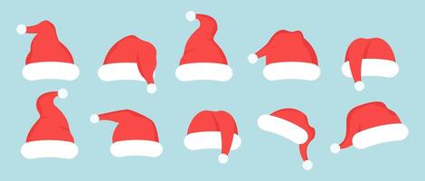 Set of Red Christmas hats. graphics vector