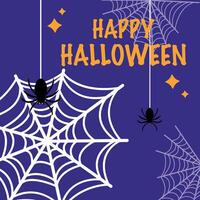 Halloween card with spiders and web. Happy Halloween. graphics vector